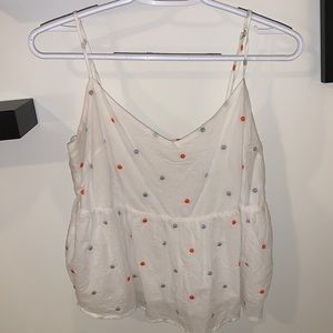 Women’s Dressy Tank Top Size Medium with Polkadots and Adjustable Straps